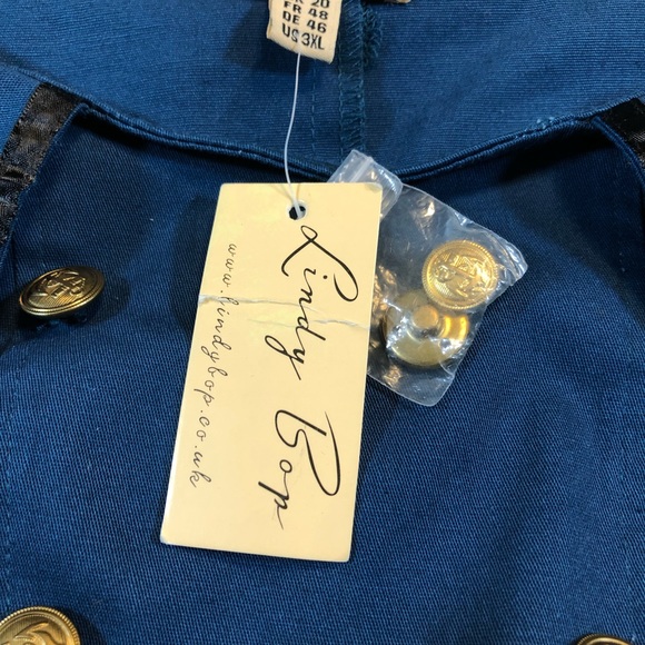 Lindy Bop Teal Gold Button Long Roll-Tab Dress 3XL - Picture 6 of 8